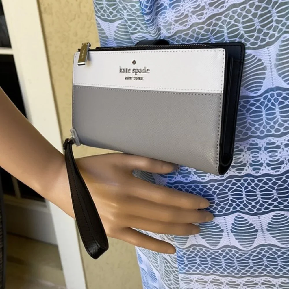 Kate Spade Staci Colorblock Phone Wallet Wristlet in Nimbus Grey - Picture 2 of 16